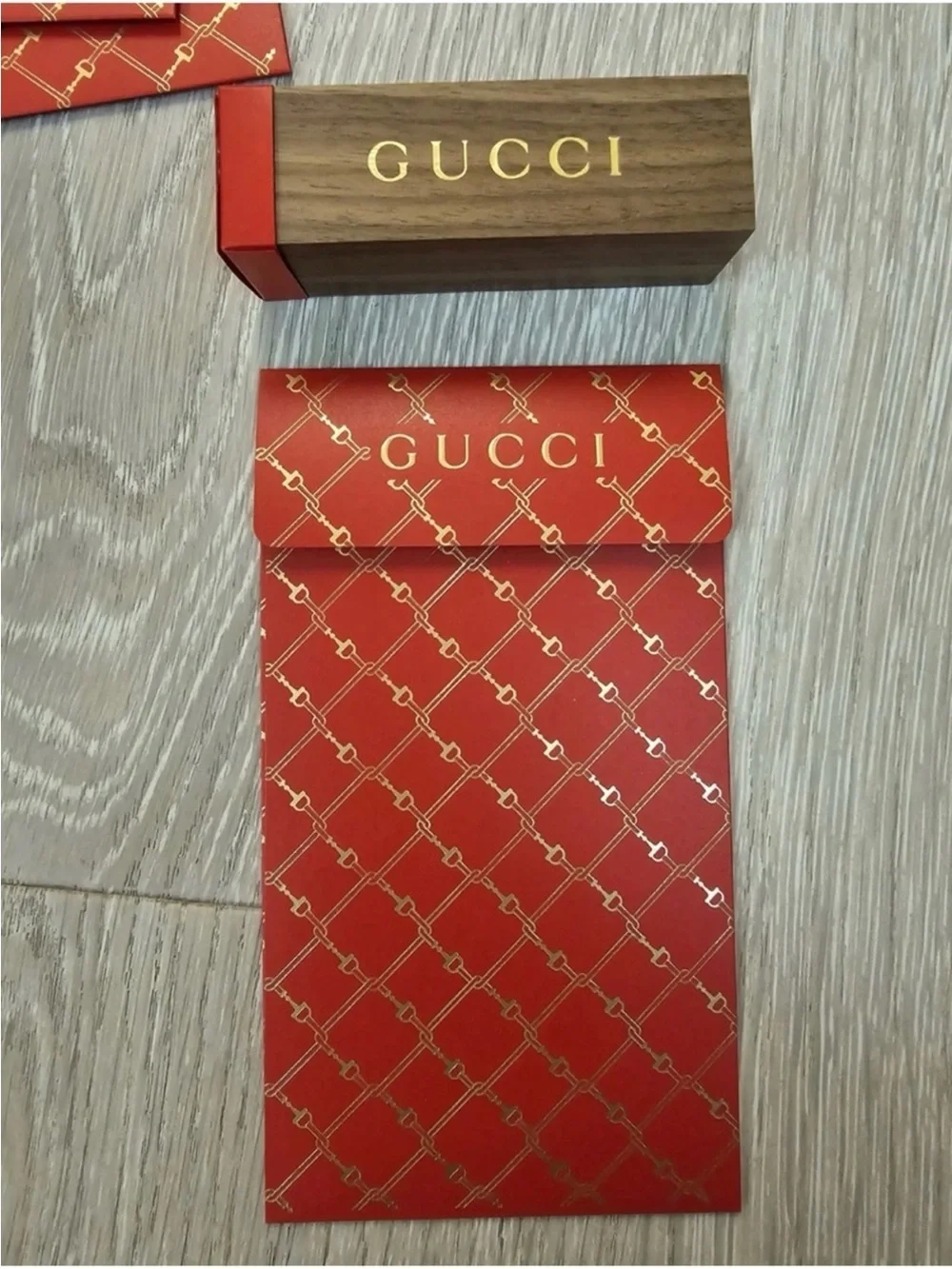Gucci Red and Gold Luxury Home Office Stationery Box